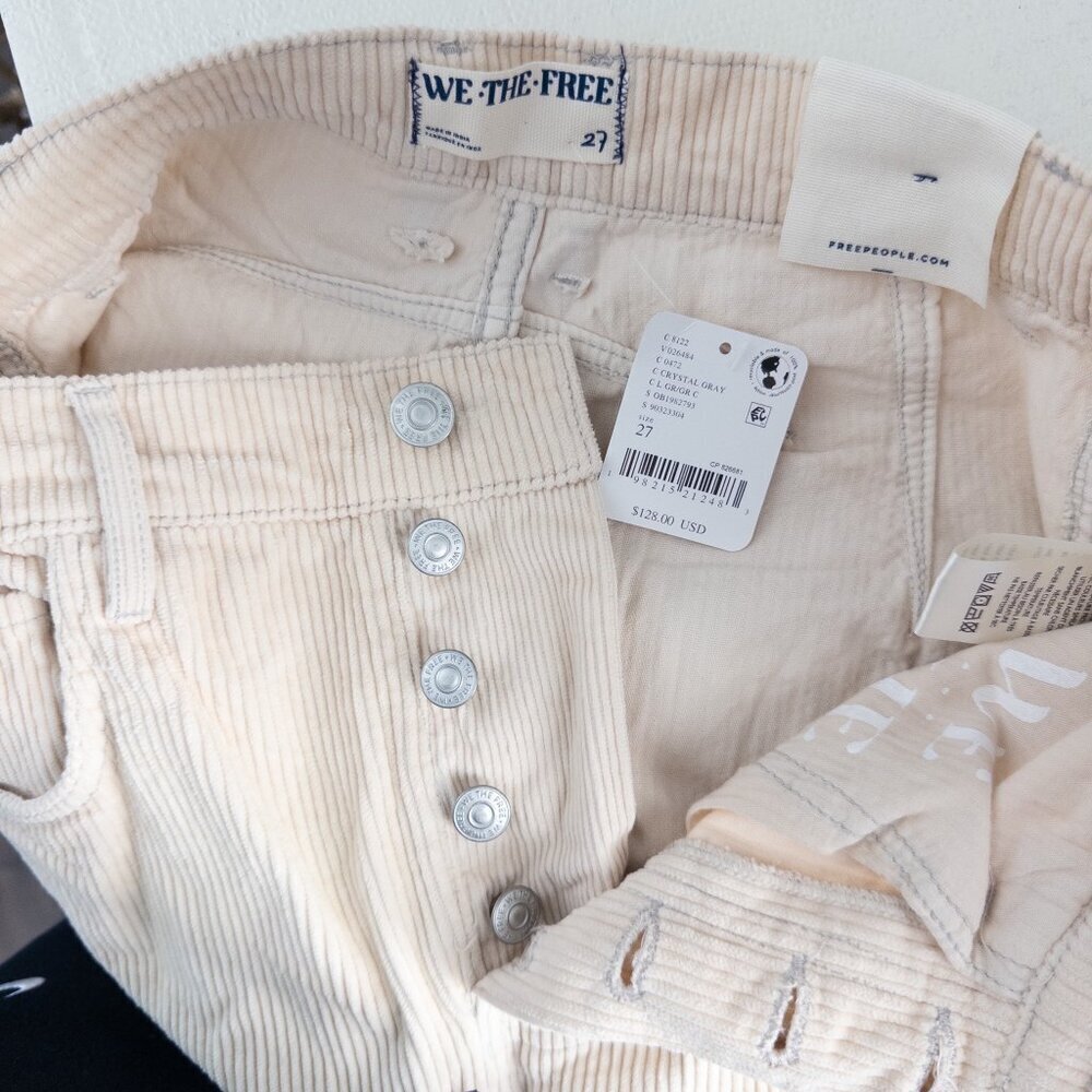 NEW Free People Good Luck Barrel Cords Button Fly Corduroy Pants - Picture 11 of 12